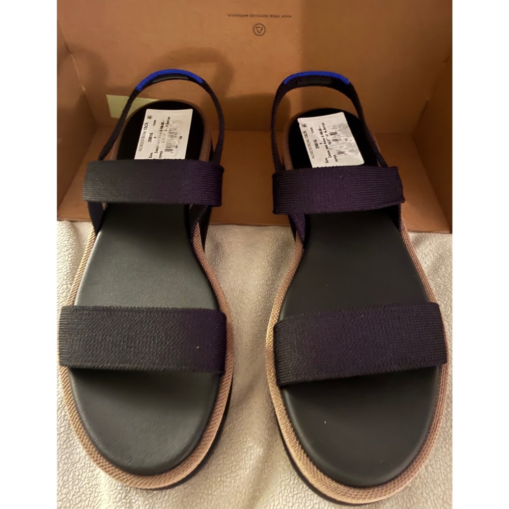 Rothy's The Pismo Sandal Women 9 Pepper Black Platform Wedge Slingback Shoes